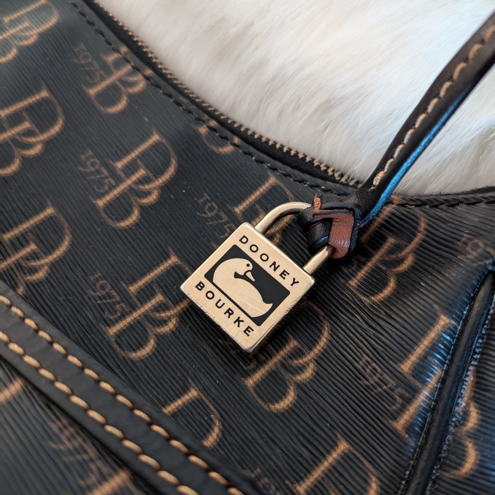 Dooney & Bourke 1975 Collins Black and Brown Women's Designer Bag Purse Luxury - Picture 6 of 13